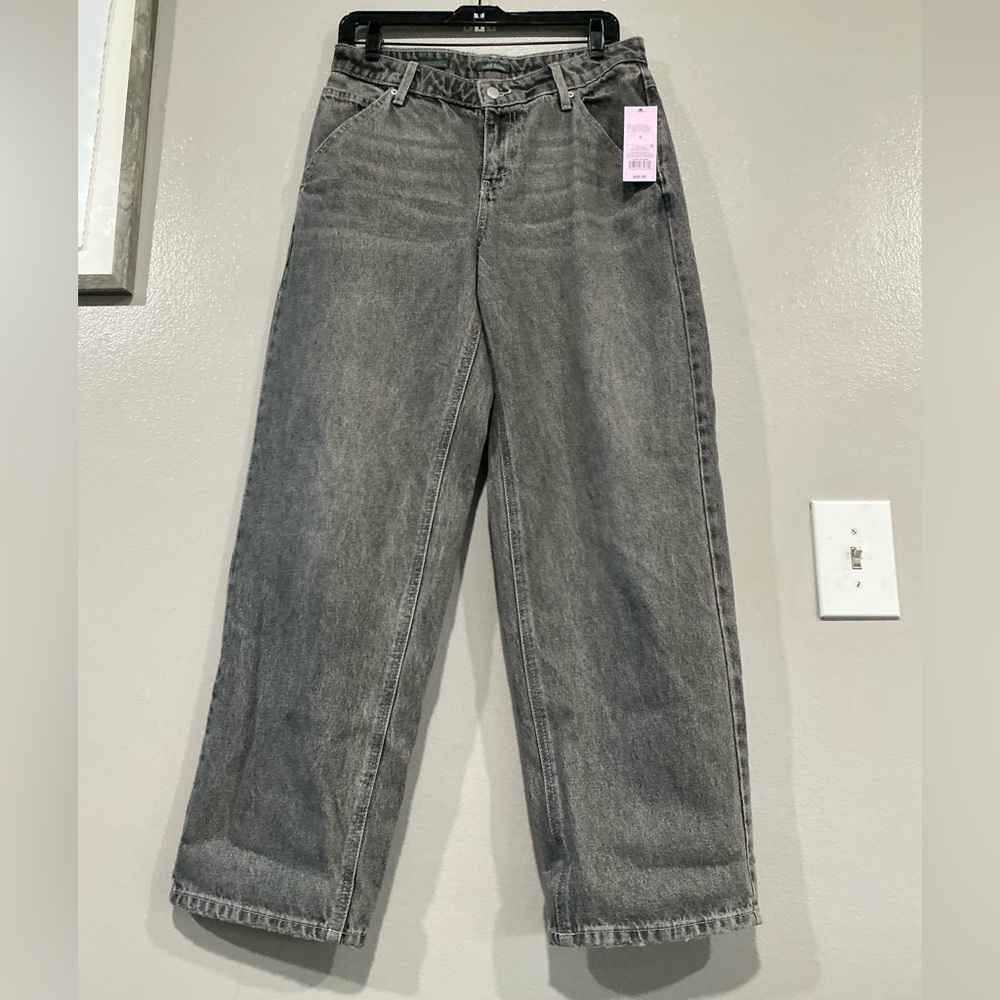 Women's 90s Mid Rise Relaxed Straight Jeans.   Gray  Wash 6 - Picture 6 of 16